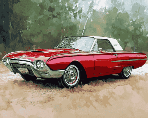 1963 Ford Thunderbird Classic Cars Diamond Painting