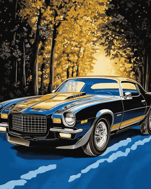 1972 Camaro Car Engine Diamond Painting