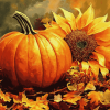 "Autumn Pumpkin Blossom Diamond Painting"