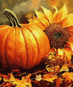 "Autumn Pumpkin Blossom Diamond Painting"