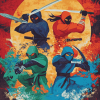 3 Ninjas Colorful Cartoons Diamond Painting