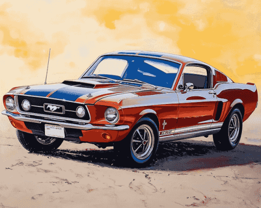 67 Mustang Fastback Engine Diamond Painting