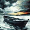 Abandoned Boat Stormy Landscape Diamond Painting