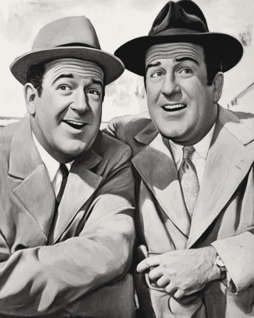 Abbot And Costello Black And White Diamond Painting