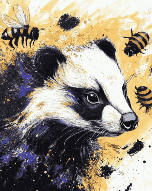 Abstract Badger and Bee Diamond Painting