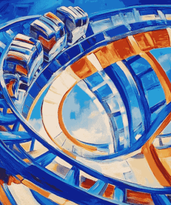 Abstract Blue Roller Coaster Diamond Painting