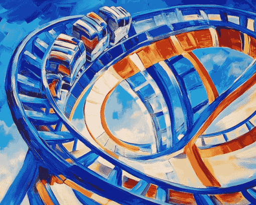 Abstract Blue Roller Coaster Diamond Painting