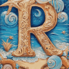 Abstract Letter R Monogram Diamond Painting