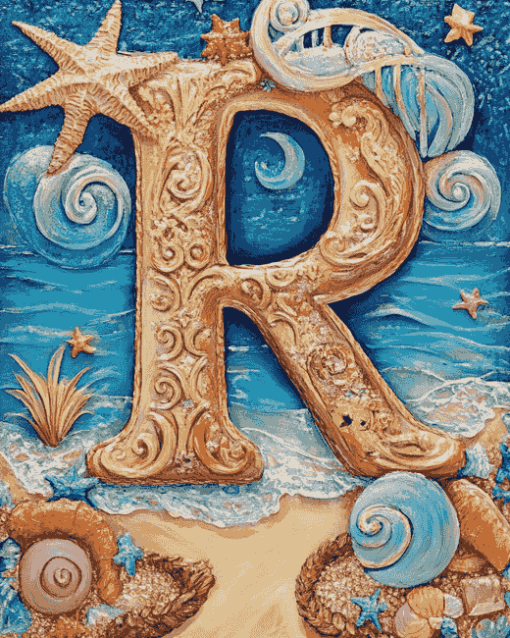 Abstract Letter R Monogram Diamond Painting