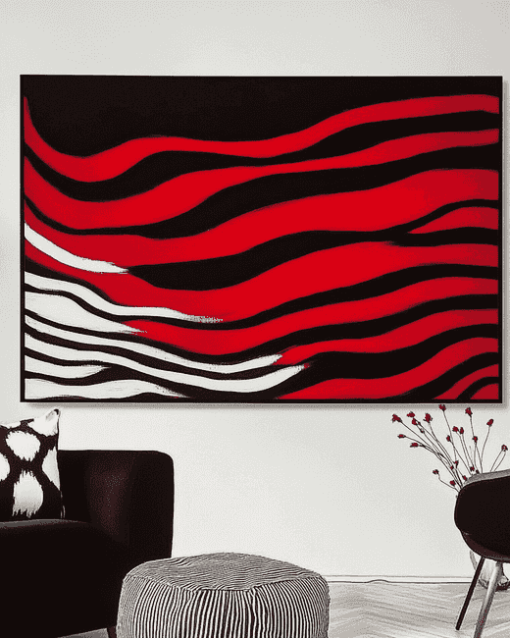 Abstract Red and White Diamond Painting