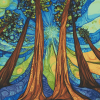 Abstract Sequoia Forest Diamond Painting