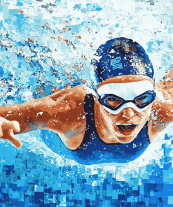 Abstract Swimmer Art Diamond Painting