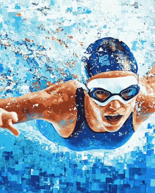 Abstract Swimmer Art Diamond Painting