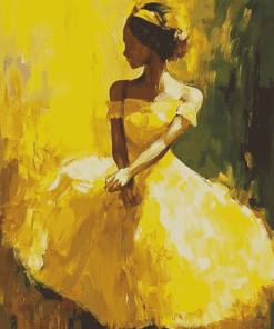 Abstract Yellow Dress Woman Diamond Painting