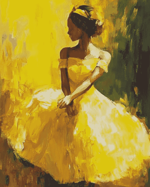 Abstract Yellow Dress Woman Diamond Painting