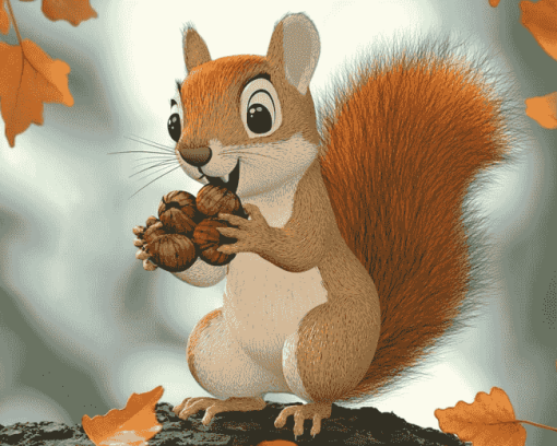 Acorn Collecting Squirrels Diamond Painting