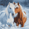 Adorable Winter Horses Diamond Painting