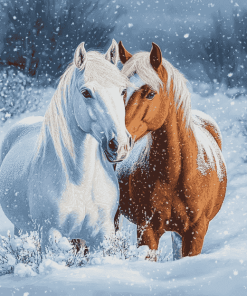 Adorable Winter Horses Diamond Painting