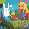 Adventure Time Fionna and Cake Animation Diamond Painting