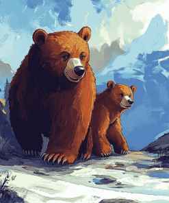 Aesthetic Animated Bears Diamond Painting