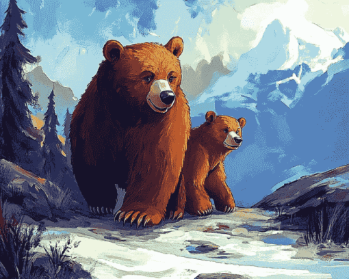 Aesthetic Animated Bears Diamond Painting