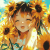 Aesthetic Anime Sunflower Girl Diamond Painting