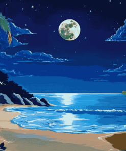 Aesthetic Beach Moonlit Seascape Diamond Painting