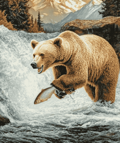 Aesthetic Bear River Scene Diamond Painting