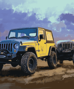 Aesthetic Blue Jeep Diamond Painting