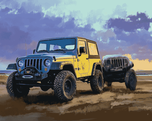 Aesthetic Blue Jeep Diamond Painting