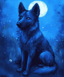 Aesthetic Blue Puppy Diamond Painting