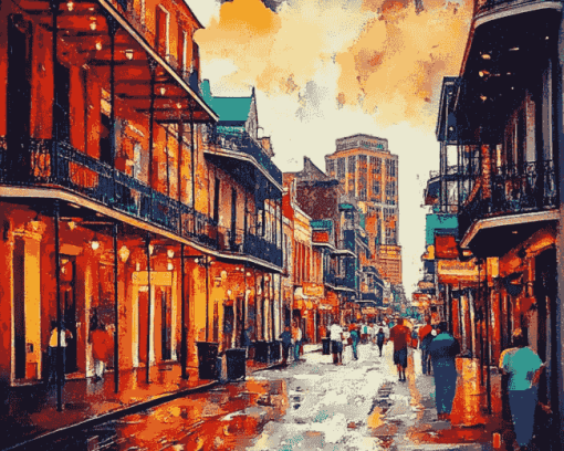 Aesthetic Bourbon Cityscape Diamond Painting