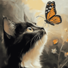 Aesthetic Butterfly on Cat Diamond Painting
