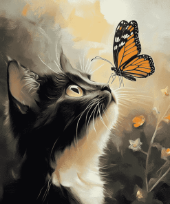 Aesthetic Butterfly on Cat Diamond Painting