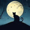 Aesthetic Cat Moon Silhouette Diamond Painting