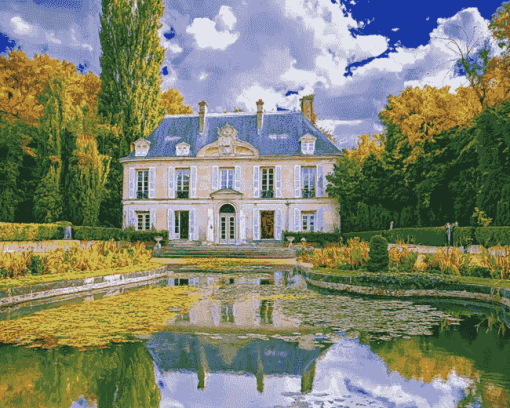 Aesthetic Chateau Bizy Giverny Diamond Painting