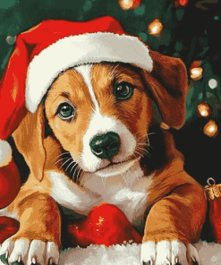 Aesthetic Christmas Puppies Diamond Painting