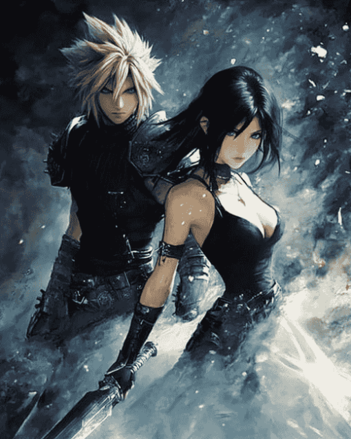 Aesthetic Cloud and Tifa Anime Diamond Painting