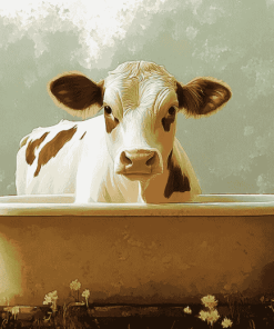 Aesthetic Cow Bathtub Diamond Painting