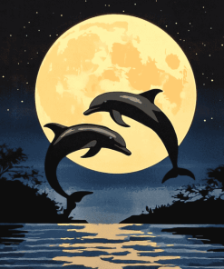 Aesthetic Dolphins Moonlight Diamond Painting