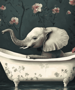 Aesthetic Elephant in Bathtub Diamond Painting