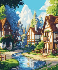 Aesthetic Fantasy Town Diamond Painting