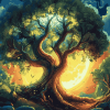 Aesthetic Fantasy Tree Night and Day Diamond Painting