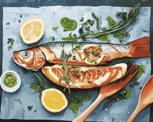 Aesthetic Fish Cuisine Diamond Painting