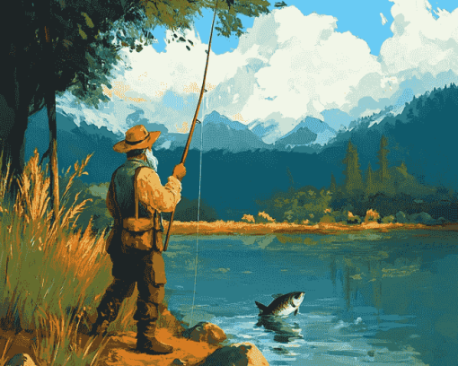 Aesthetic Fishing Landscape Diamond Painting