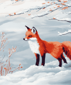 Aesthetic Fox in Snow Diamond Painting