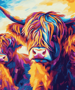 Aesthetic Highland Cattle Diamond Painting