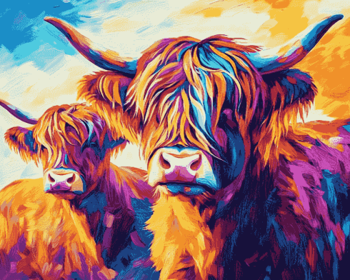 Aesthetic Highland Cattle Diamond Painting