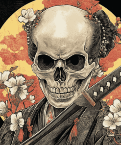 Aesthetic Japanese Samurai Skull Diamond Painting