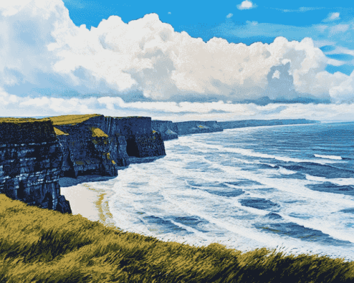 Aesthetic Lahinch Beach View Diamond Painting